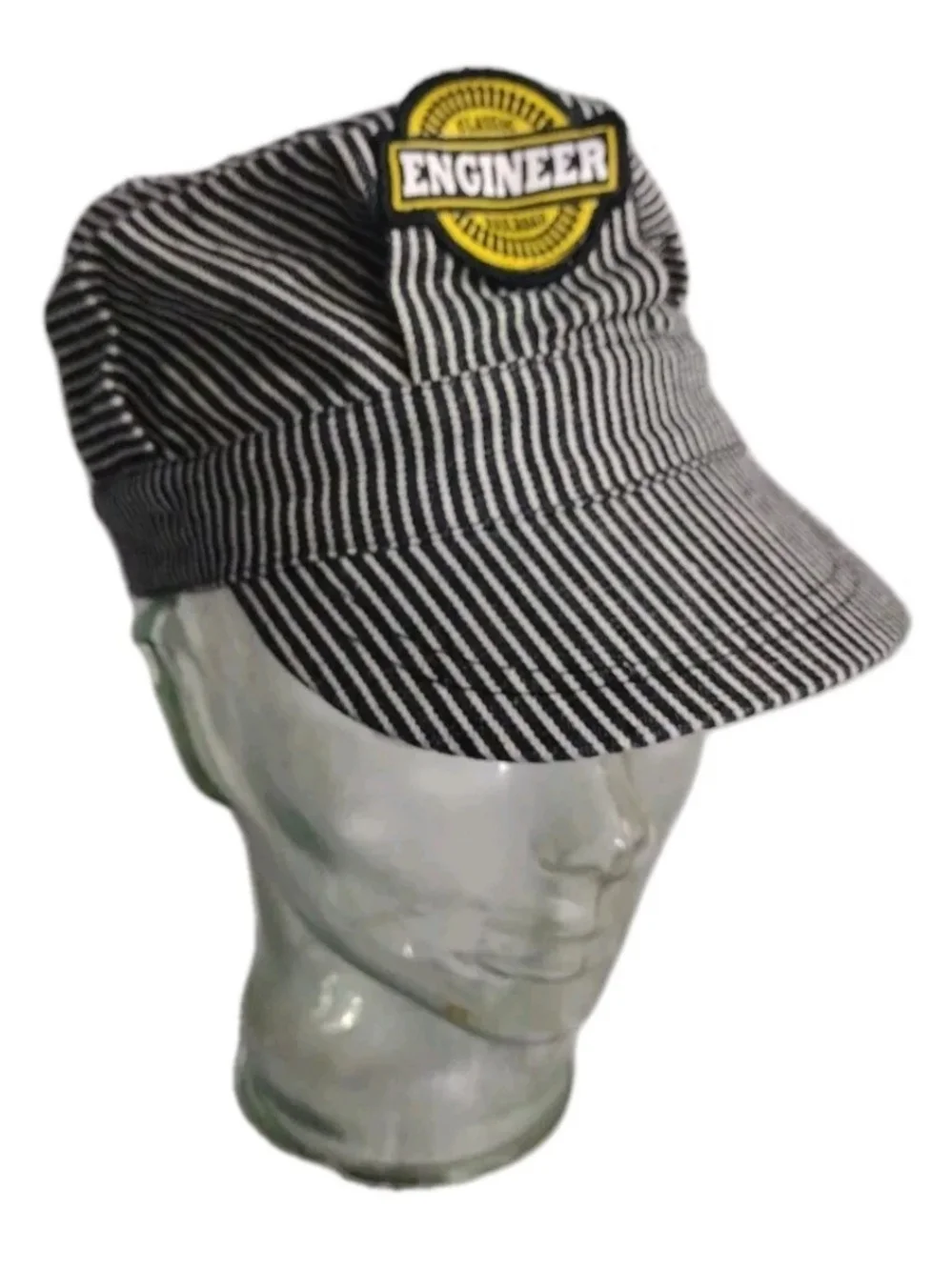 Engineer Stripe Kids Cap - Black & White